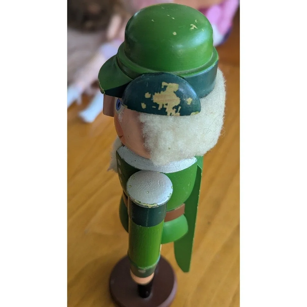 Rare Expertic Erzgebirge Vintage Nutcracker Soldier Green Uniform East‎ Germany